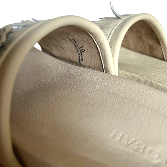 Manitobah Wasaga Fringe Slide US 10 Metallic Cream Turquoise Flower New - Picture 8 of 11